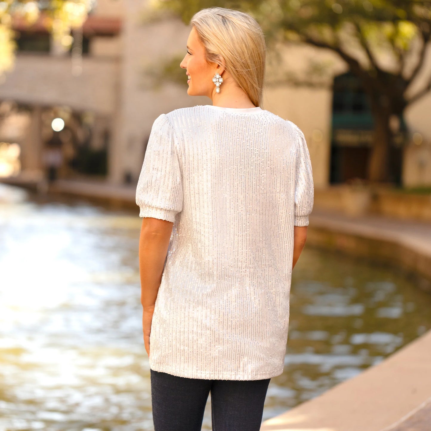 White Sequin Top
