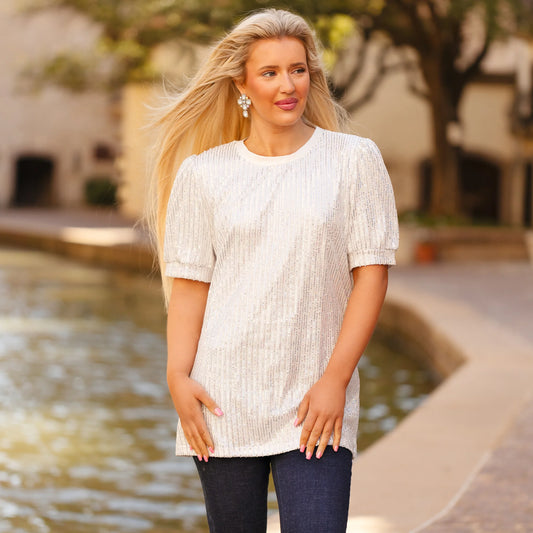 White Sequin Top