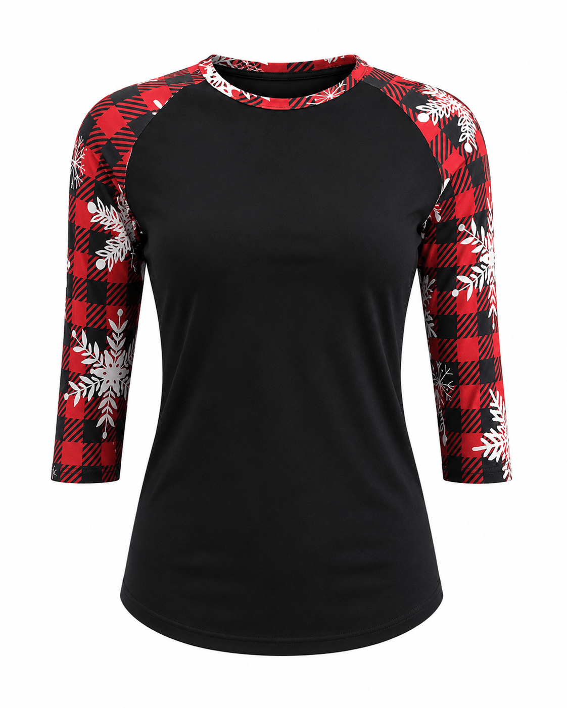 Buffalo Black Red Plaid Snowflakes Top: Medium