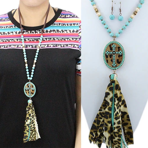 32" Beaded Necklace w/ Earrings