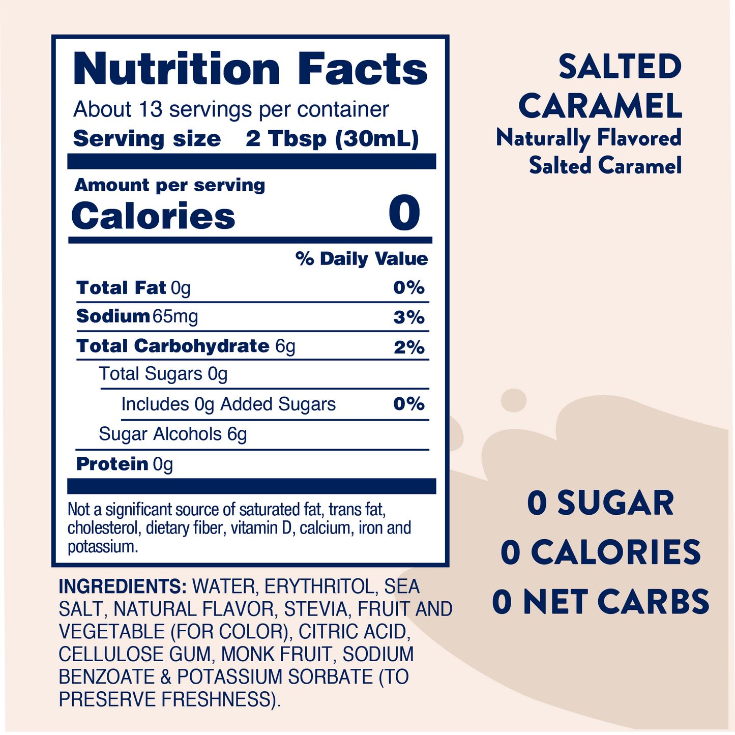 SUGAR FREE Naturally Sweetened Salted Caramel Syrup