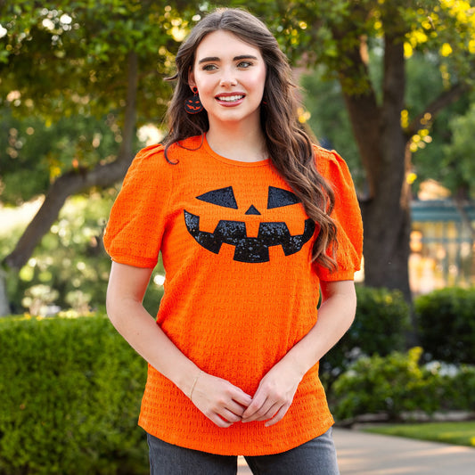 ORANGE/BLACK PUMPKIN TOP