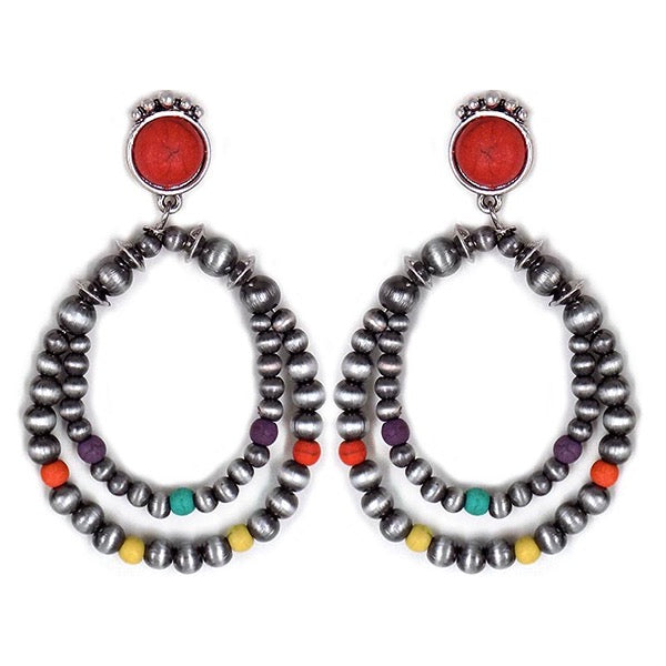 STERLING PEARL W/ STONE POST EARRINGS - MULTI