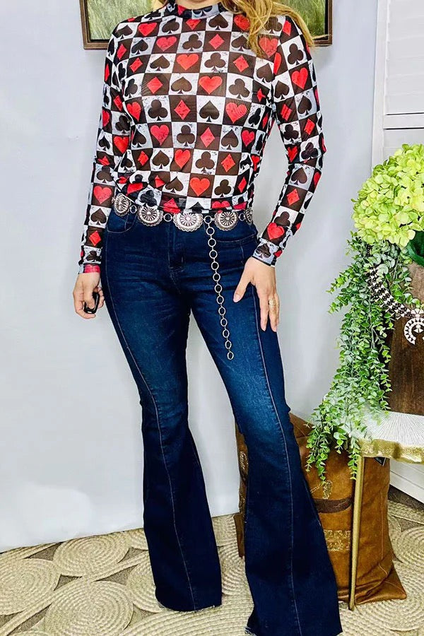 Checkered & Poker printed with long sleeves