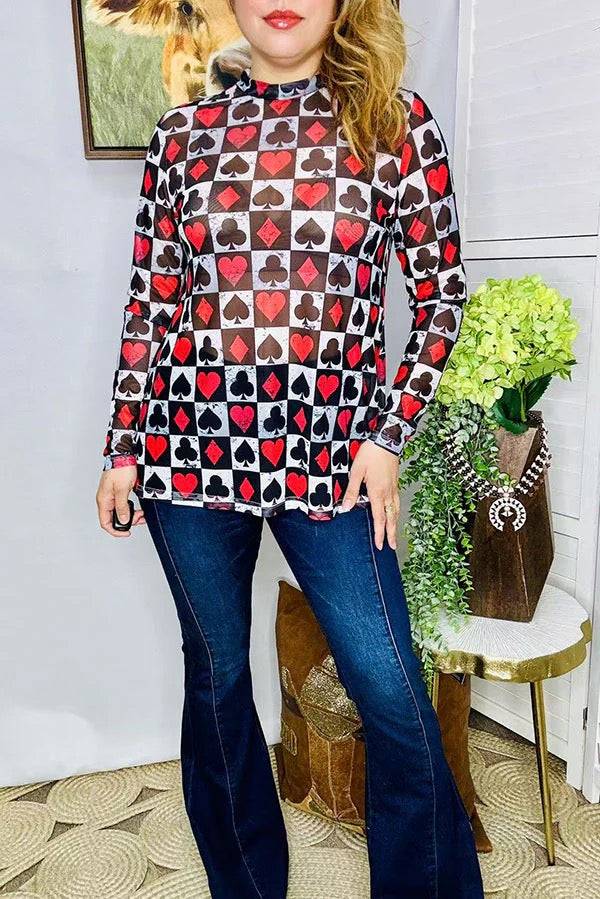 Checkered & Poker printed with long sleeves