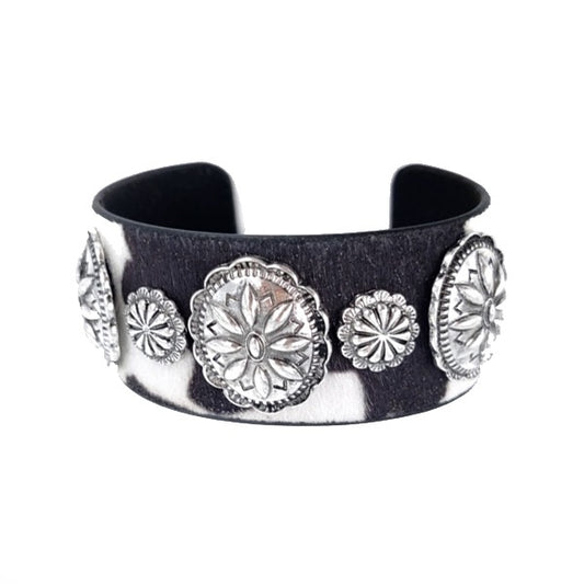 WESTERN CONCHO CUFF BRACELET - COW