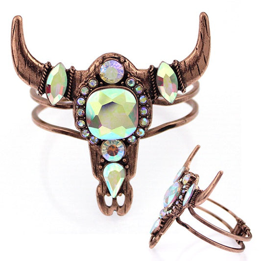 WESTERN STEERHEAD CRYSTAL HINGE BRACELET