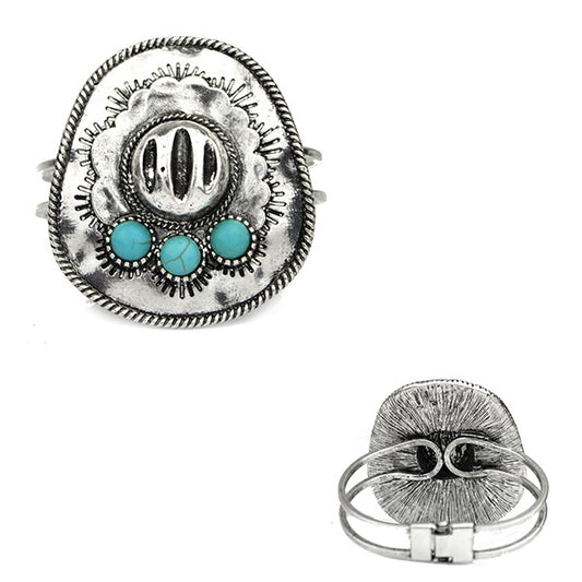 WESTERN HAT CUFF BRACELET - TURQUOISE