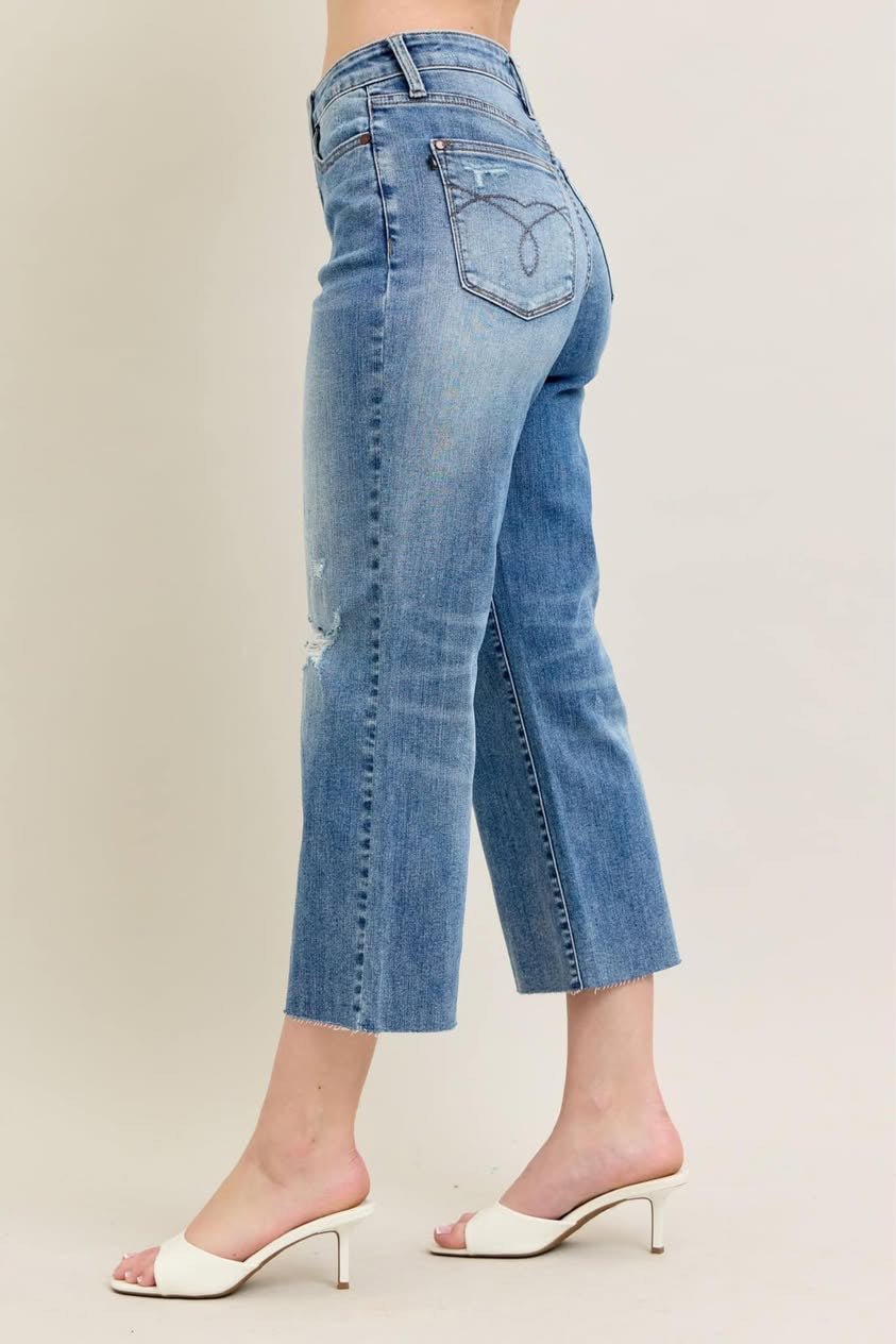 JUDY BLUE WIDE CROP. HIGH WAIST