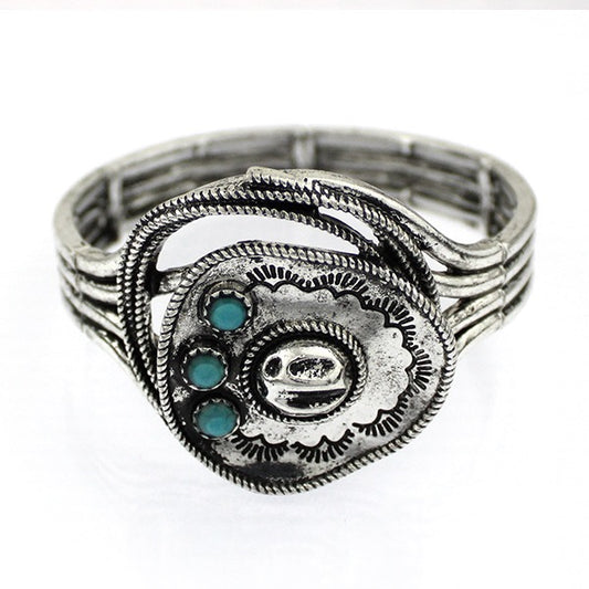 COWBOY HAT BRACELET - SILVER / TURQUOISE