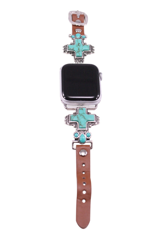 Delicate Cross Turquoise Watch Band 38-40