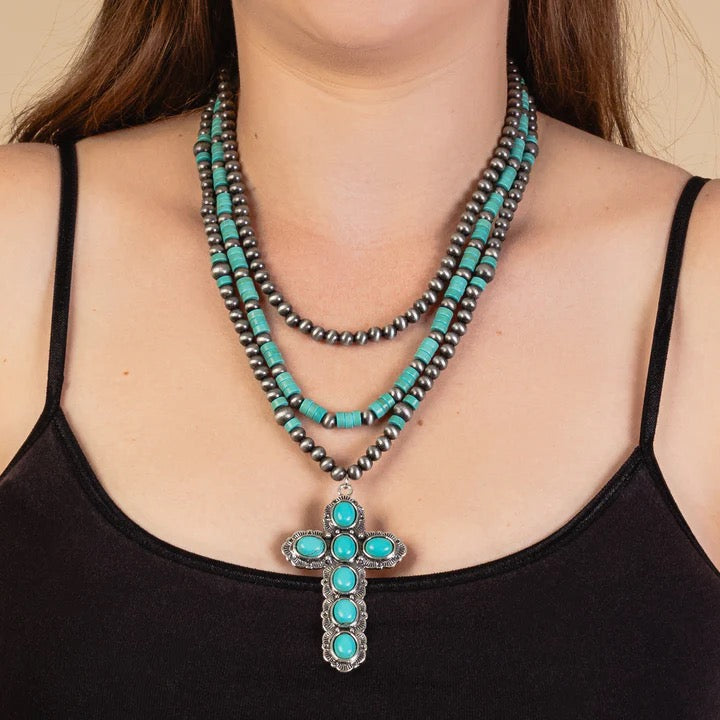 Squash Blossom Cross Necklace