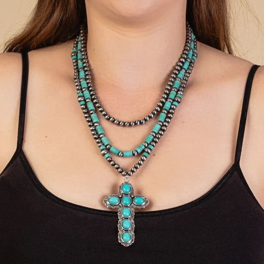 Squash Blossom Cross Necklace