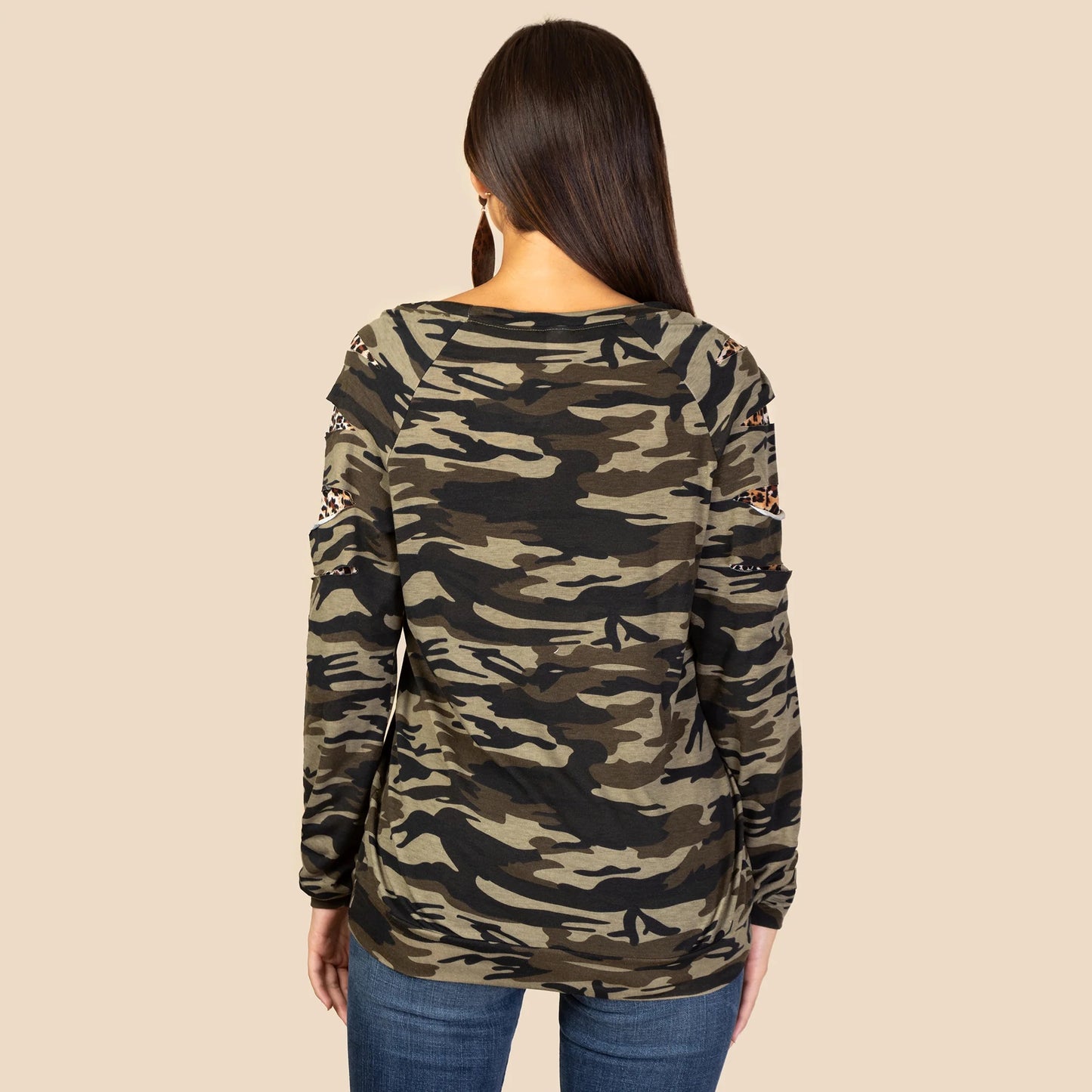 Game Day Long Sleeve Leopard Cut Top