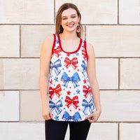 4th of July Bow & Stars Print Tank Top