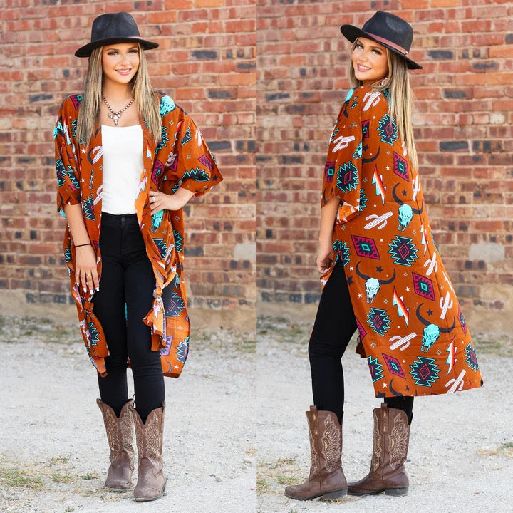Western Print Duster