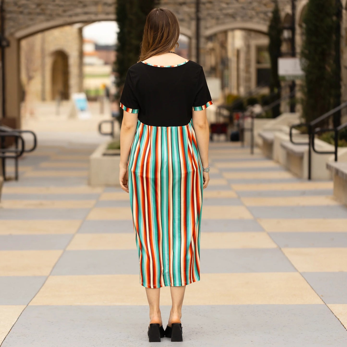 Serape Print Dress w/ Pockets