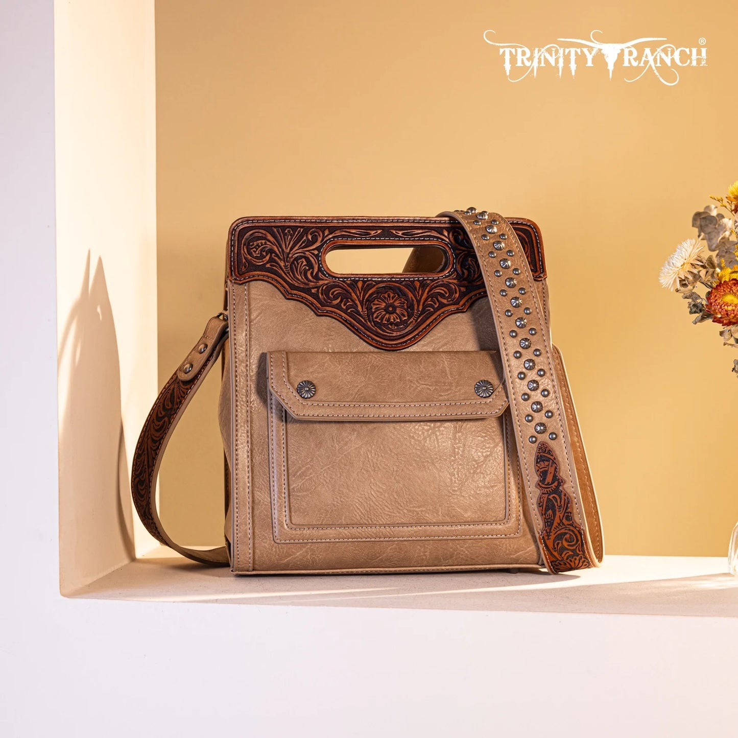 Trinity Ranch Tooled Concealed Carry Crossbody Bag