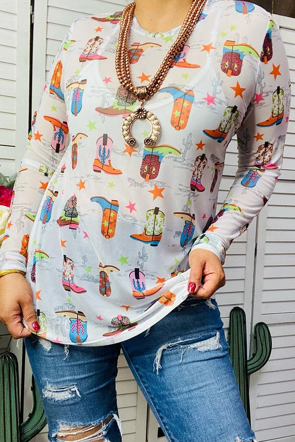 Boots printed mesh long sleeve