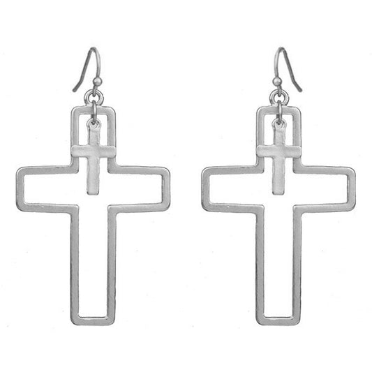 CROSS OUTLINE EARRINGS