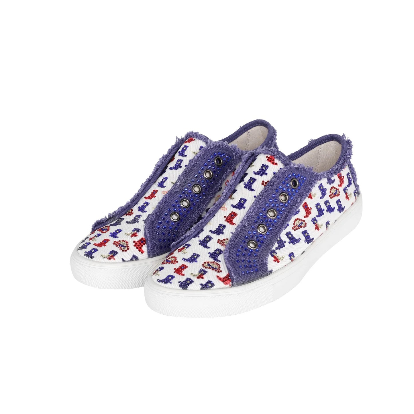 Montana West Boot Print Bling Canvas Shoes