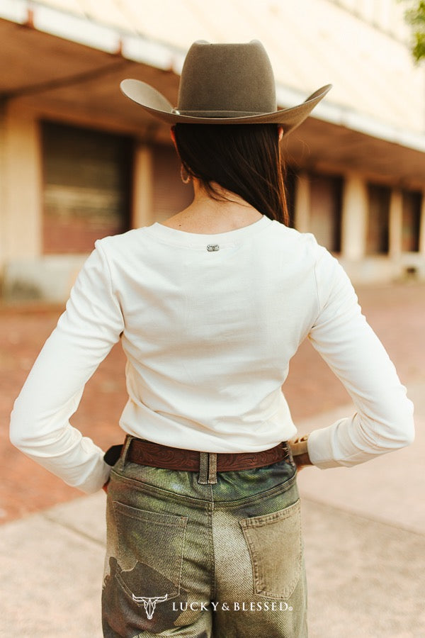 Ivory Western Quarter Concho Button Long Sleeve
