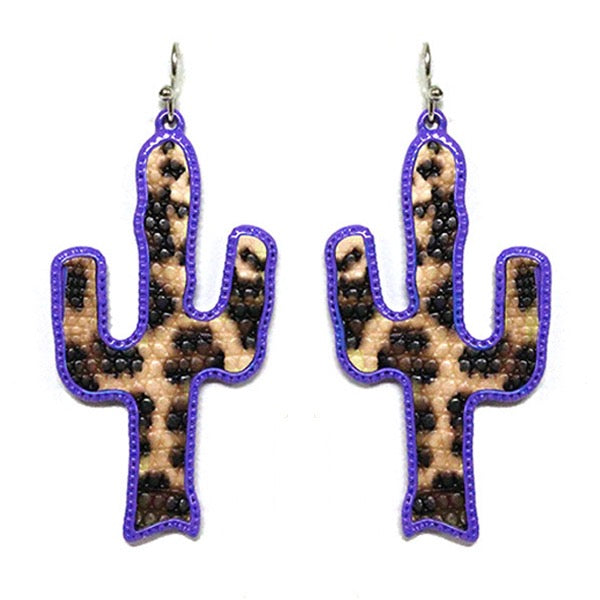 LEOPARD CACTUS EARRINGS PURPLE