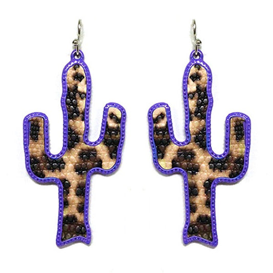 LEOPARD CACTUS EARRINGS PURPLE