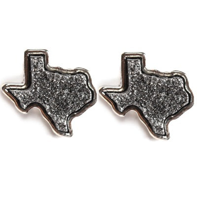 TEXAS SHAPE DRUZY EARRINGS - HEMATITE