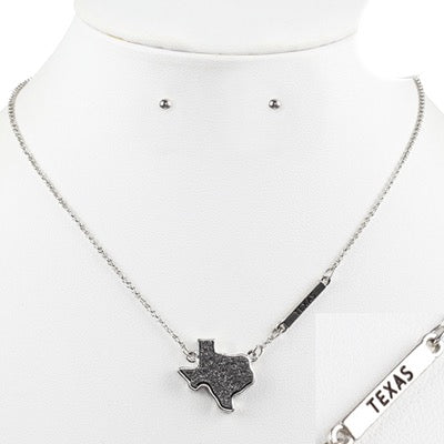 TEXAS DRUZY GEOMETRIC NECKLACE SET - HEMATITE