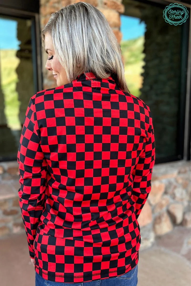 PEP RALLY PULLOVER - RED & BLACK