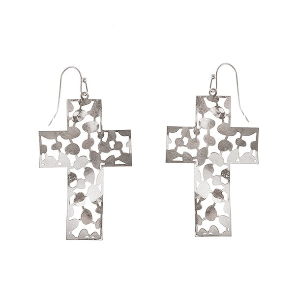 FILIGREE CROSS EARRINGS - SILVER