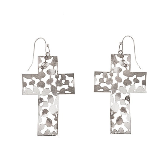 FILIGREE CROSS EARRINGS - SILVER