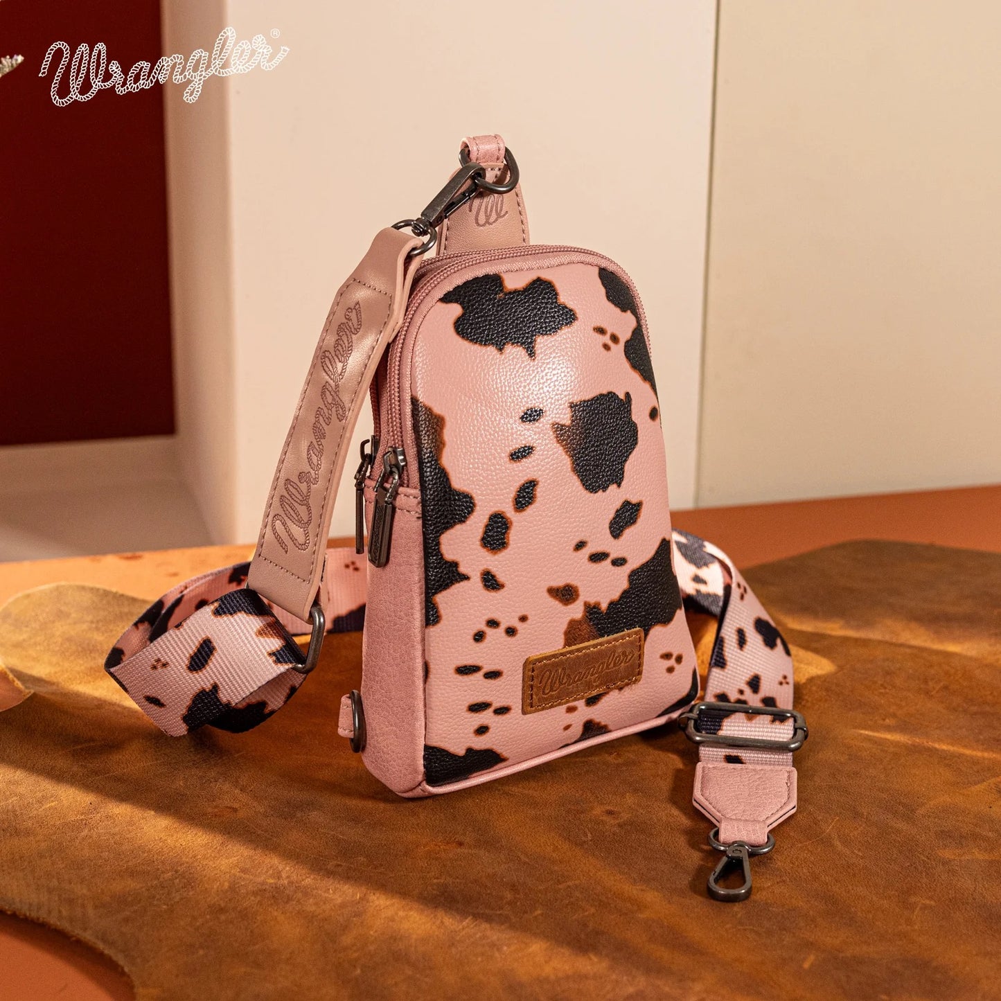Wrangler Cow Print Crossbody Sling Chest Bag