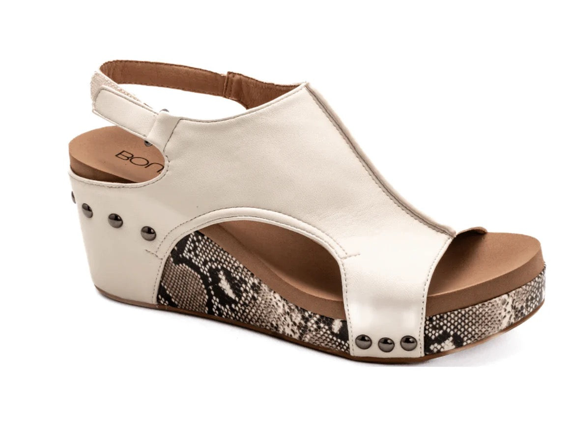 Carley - Ivory Snake Combo Wedge