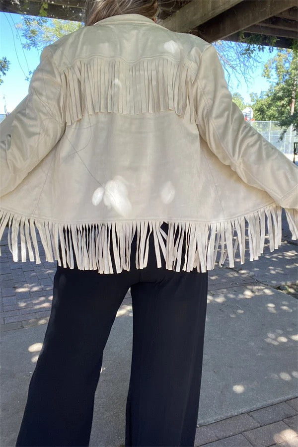 FAUX SUEDE L/S CARDIGAN CREAM