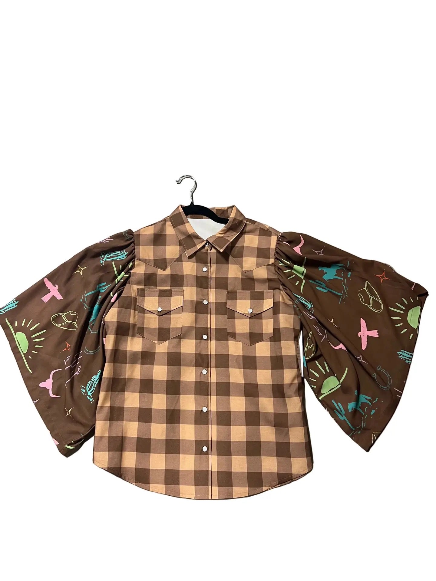 Brown Gingham w/ Neon Western