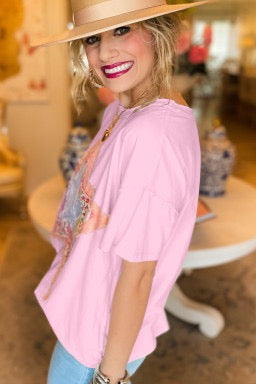 OVERSIZED Pink Vibrant Star Patchwork Top