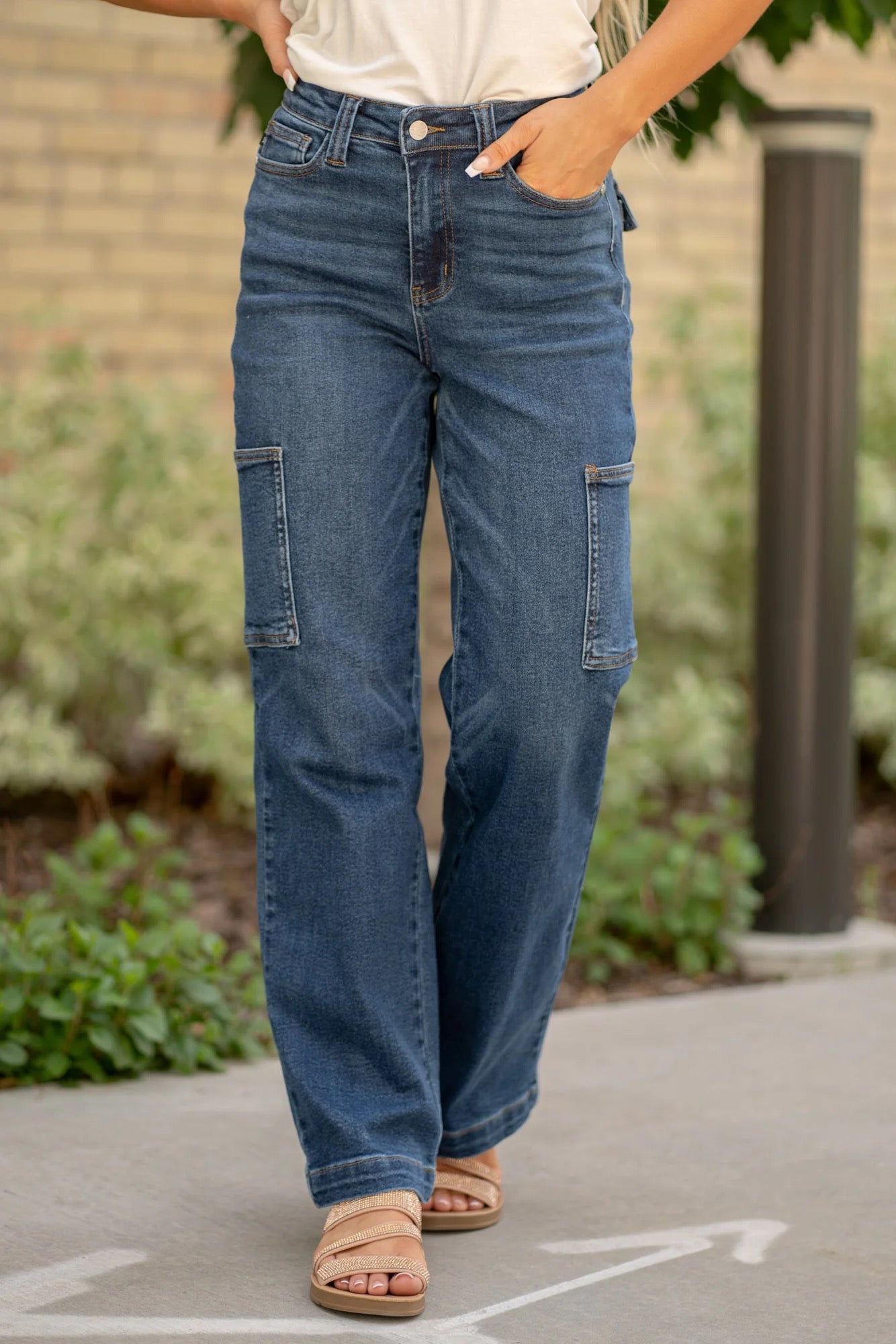 JUDY BLUE HIGH RISE CARGO WIDE LEG