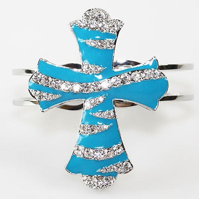 TURQUOISE/ SILVER CROSS CUFF BRACELET