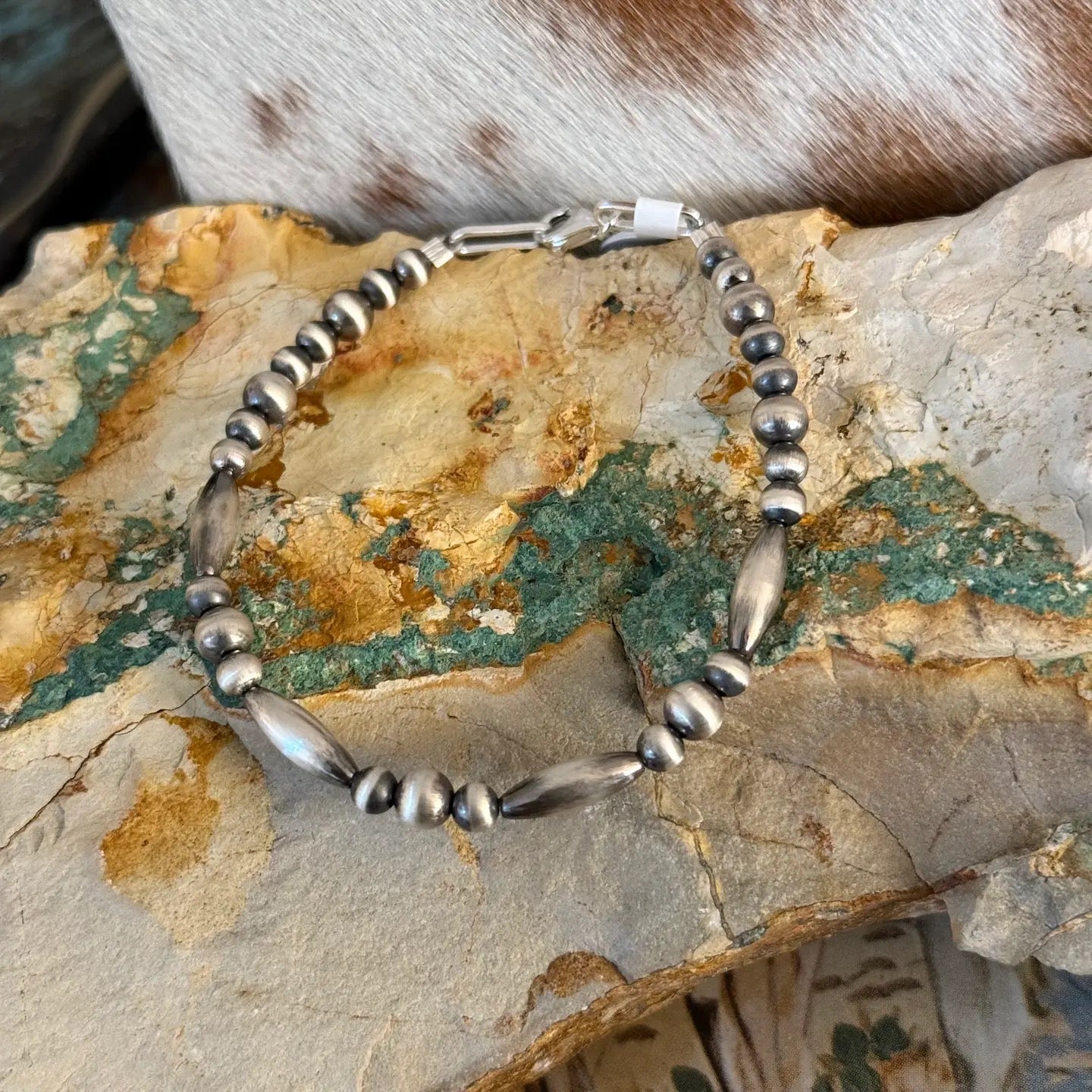 Sterling Pearl Torpedo Bead Bracelet