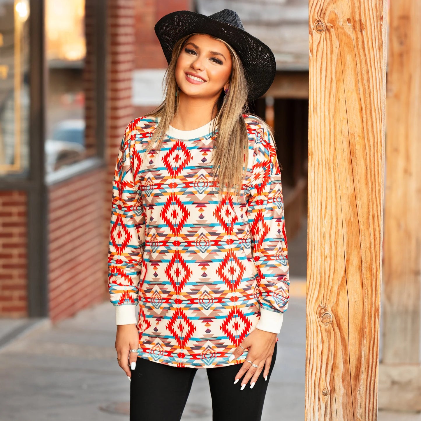 Multicolor Geometric Print Top
