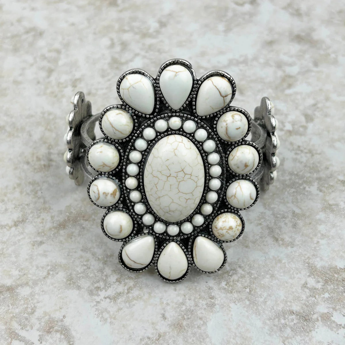 NATURAL STONE CONCHO CUFF BRACELET