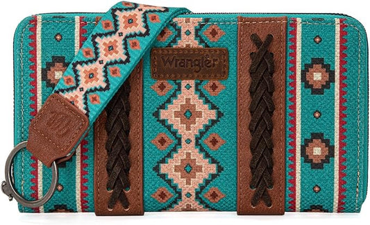 Wrangler Southwestern Art Print Wallet Turquoise