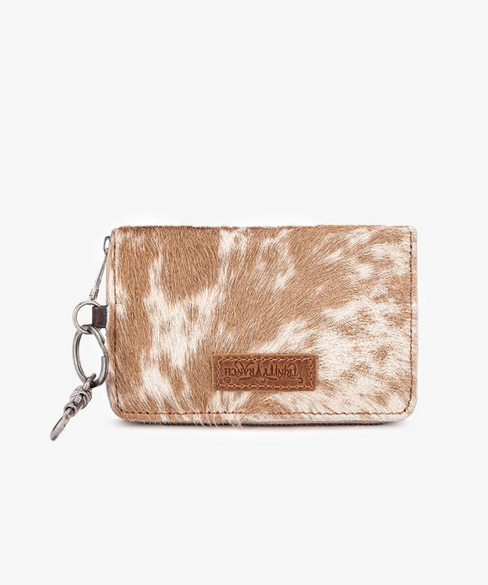 TRINITY RANCH HAIR-ON COWHIDE TOOLED WALLET