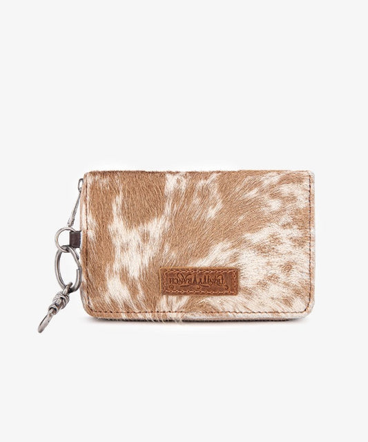 TRINITY RANCH HAIR-ON COWHIDE TOOLED WALLET
