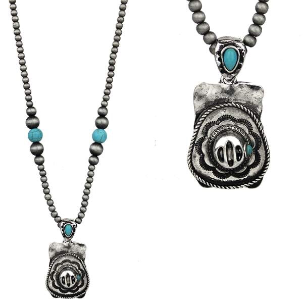 NAVAJO PEARL COWBOY HAT NECKLACE - TURQUOISE