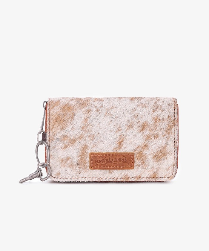 TRINITY RANCH HAIR-ON COWHIDE TOOLED WALLET