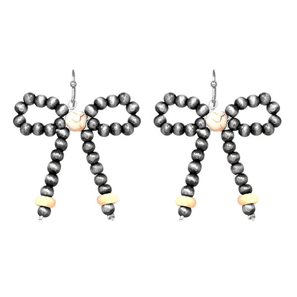 WESTERN PEARLS W/SEMI STONE BOW EARRINGS