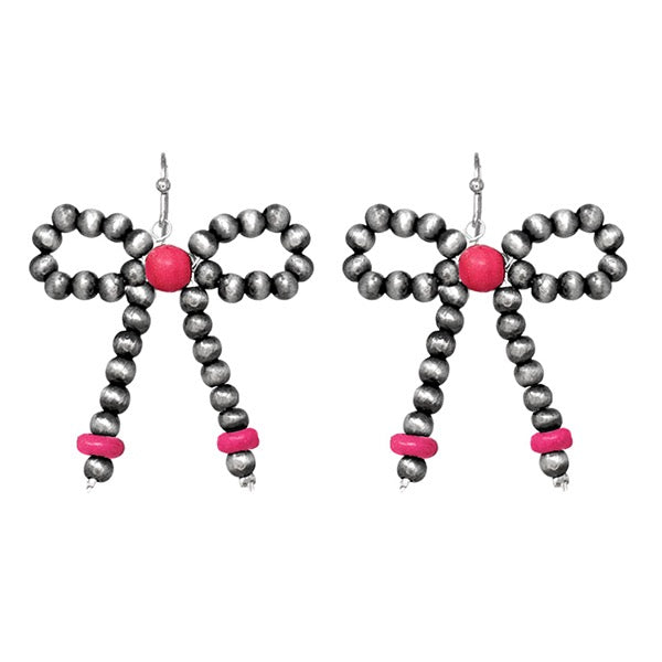 WESTERN PEARLS W/SEMI STONE BOW EARRINGS
